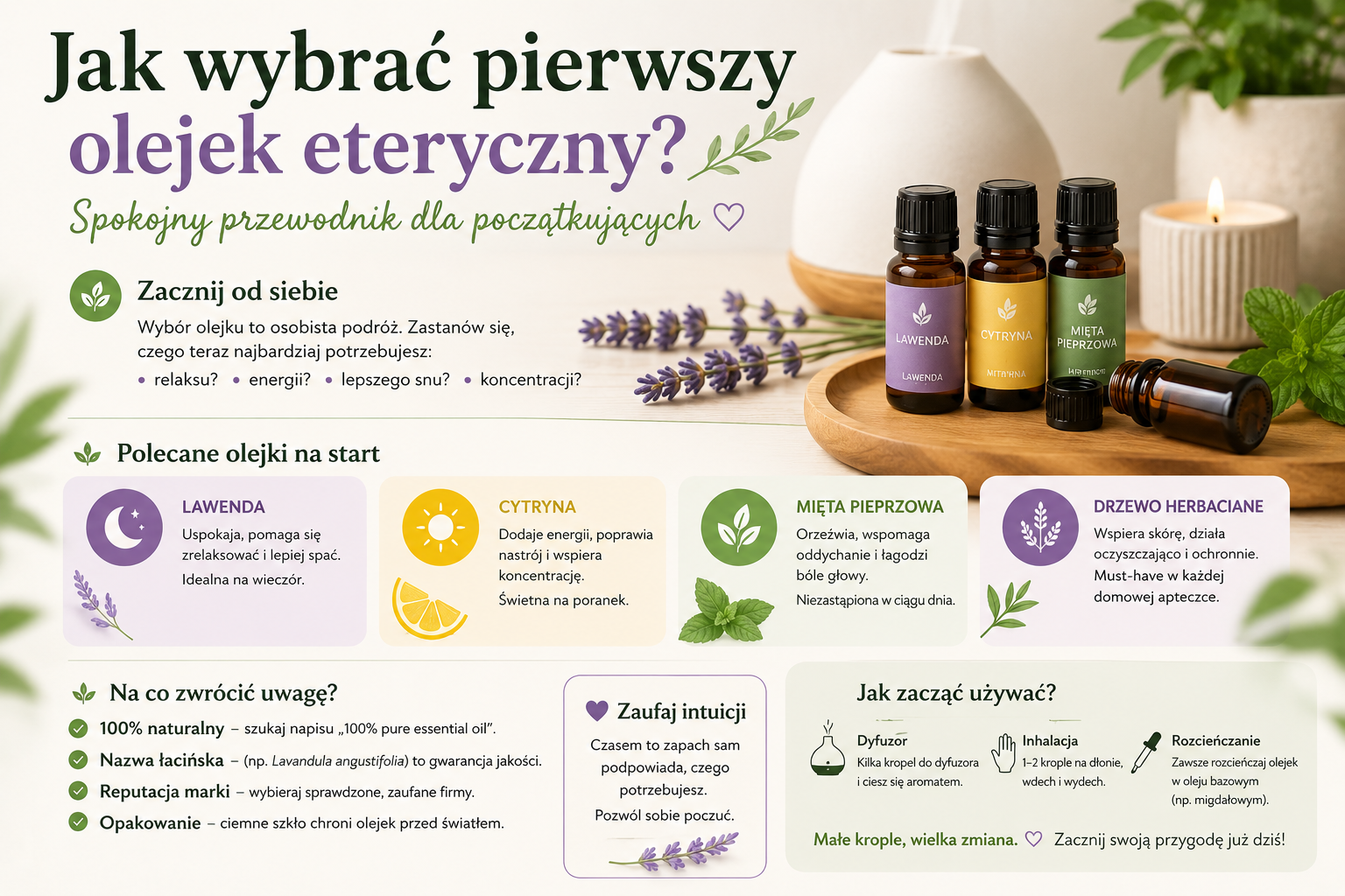 Jak wybrać pierwszy olejek eteryczny? Spokojny przewodnik dla początkujących